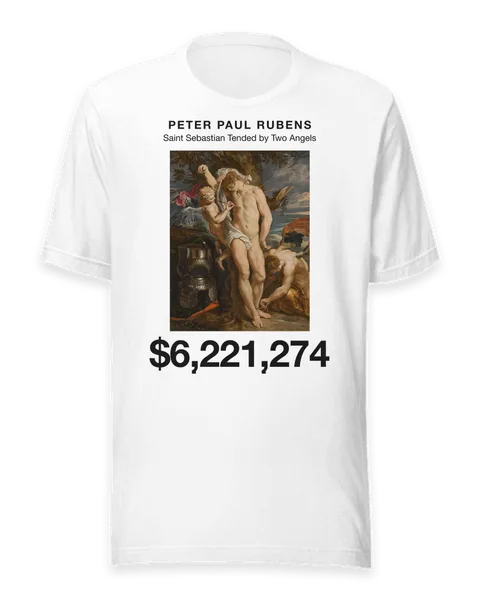 Saint Sebastian Tended by Two Angels by Peter Paul Rubens, on a white t-shirt