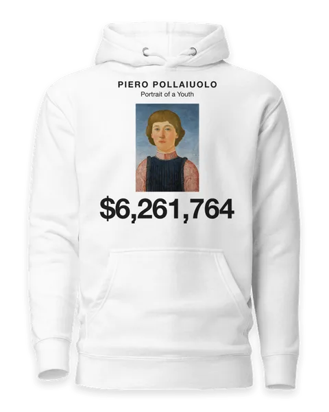 Portrait of a Youth by Piero Pollaiuolo, on a white hoodie