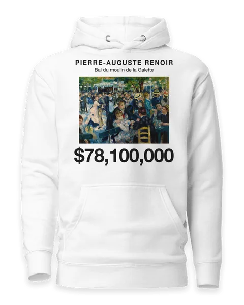 Bal du moulin de la Galette by Pierre-Auguste Renoir, on a white hoodie