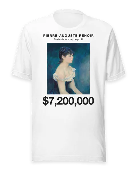 Buste de femme, de profil by Pierre-Auguste Renoir, on a white t-shirt