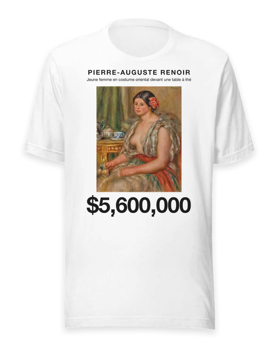 T-shirt: Jeune femme en costume oriental devant une table à thé by Pierre-Auguste Renoir