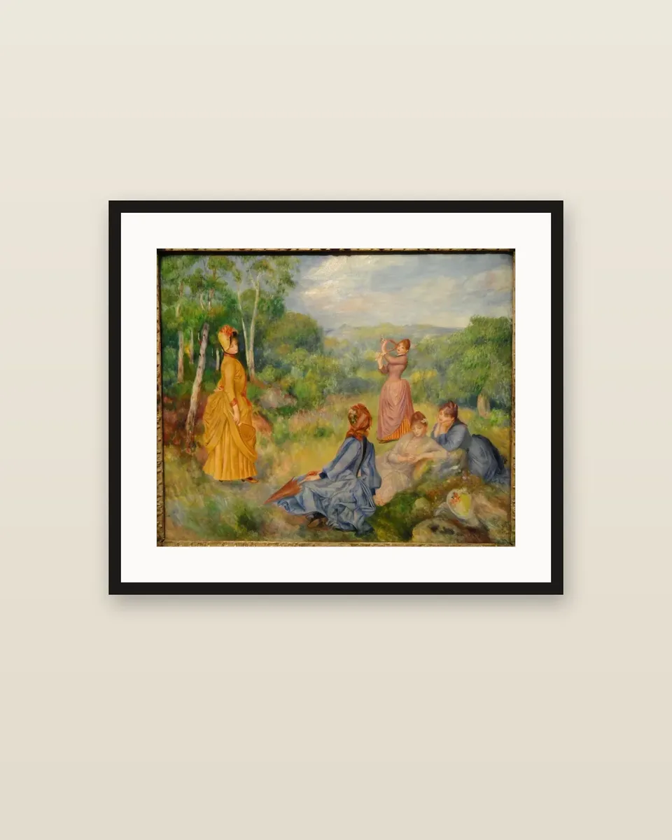 Jeunes filles jouant au volant by Pierre-Auguste Renoir, framed