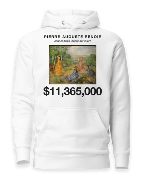 Jeunes filles jouant au volant by Pierre-Auguste Renoir, on a white hoodie