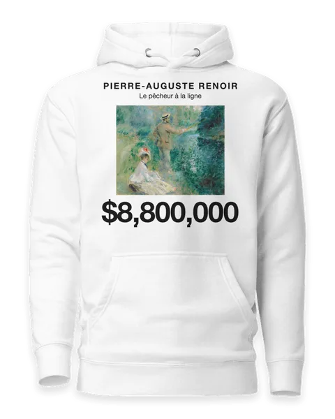 Le pêcheur à la ligne by Pierre-Auguste Renoir, on a white hoodie