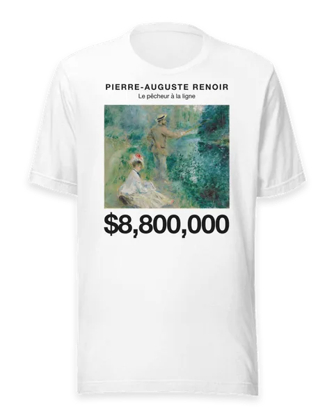Le pêcheur à la ligne by Pierre-Auguste Renoir, on a white t-shirt