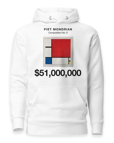 Composition No. II by Piet Mondrian, on a white hoodie