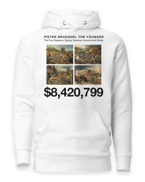 The Four Seasons: Spring, Summer, Autumn and Winter by Pieter Brueghel the Younger, on a white hoodie