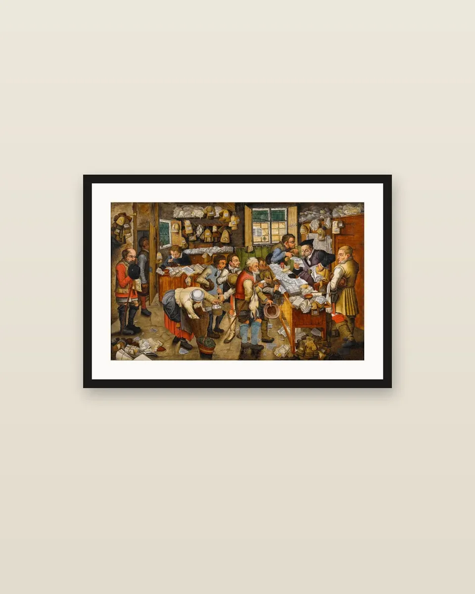 The Payment of the Tithes by Pieter Brueghel the Younger, framed