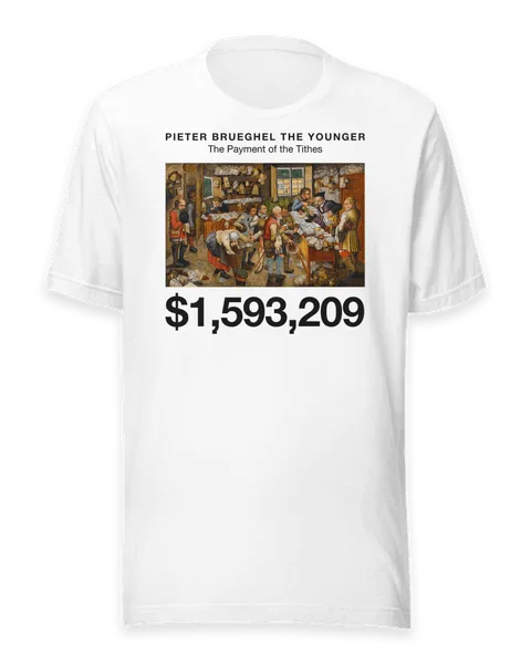 The Payment of the Tithes by Pieter Brueghel the Younger, on a white t-shirt