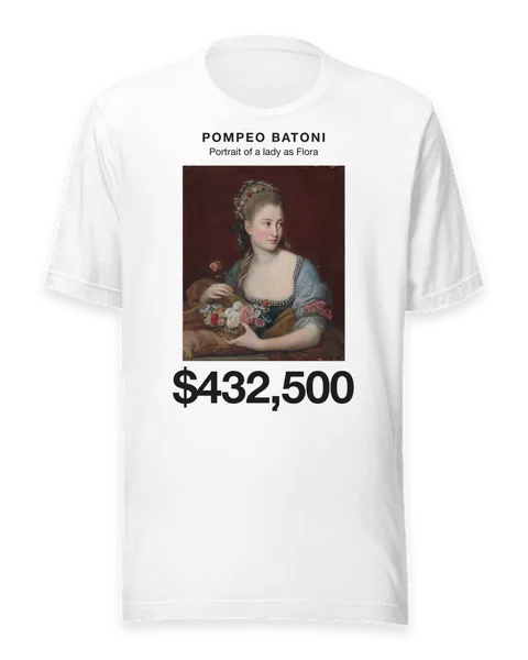 Portrait of a lady as Flora by Pompeo Batoni, on a white t-shirt