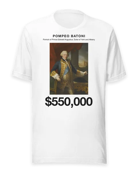 Portrait of Prince Edward Augustus, Duke of York and Albany by Pompeo Batoni, on a white t-shirt