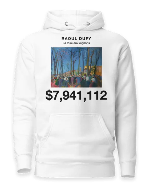 La foire aux oignons by Raoul Dufy, on a white hoodie