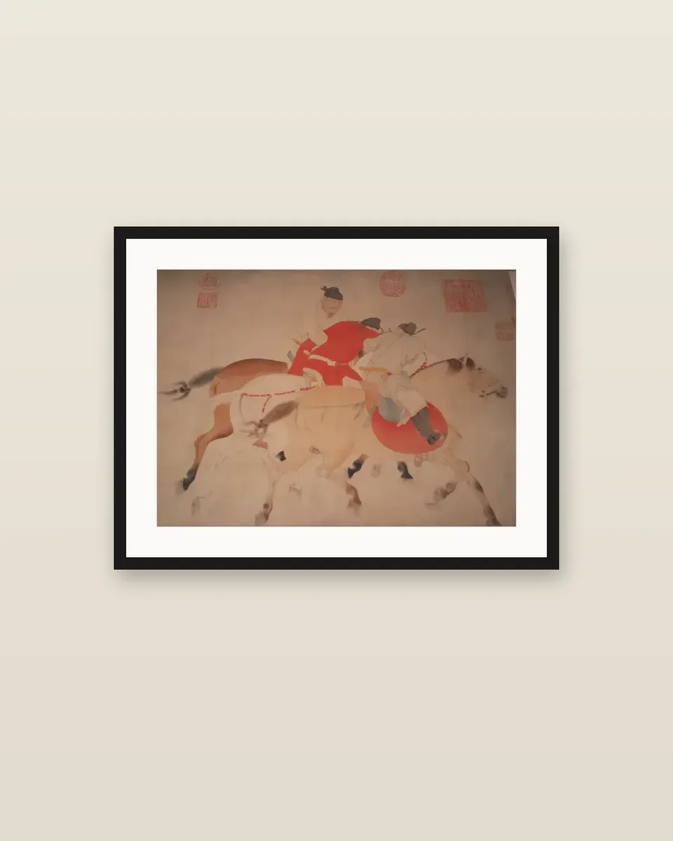 Five Drunken Princes Returning on Horseback by Ren Renfa, framed