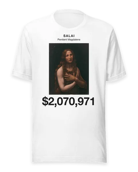Penitent Magdalene by Salai, on a white t-shirt