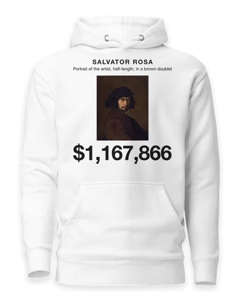 Portrait of the artist, half-length, in a brown doublet by Salvator Rosa, on a white hoodie