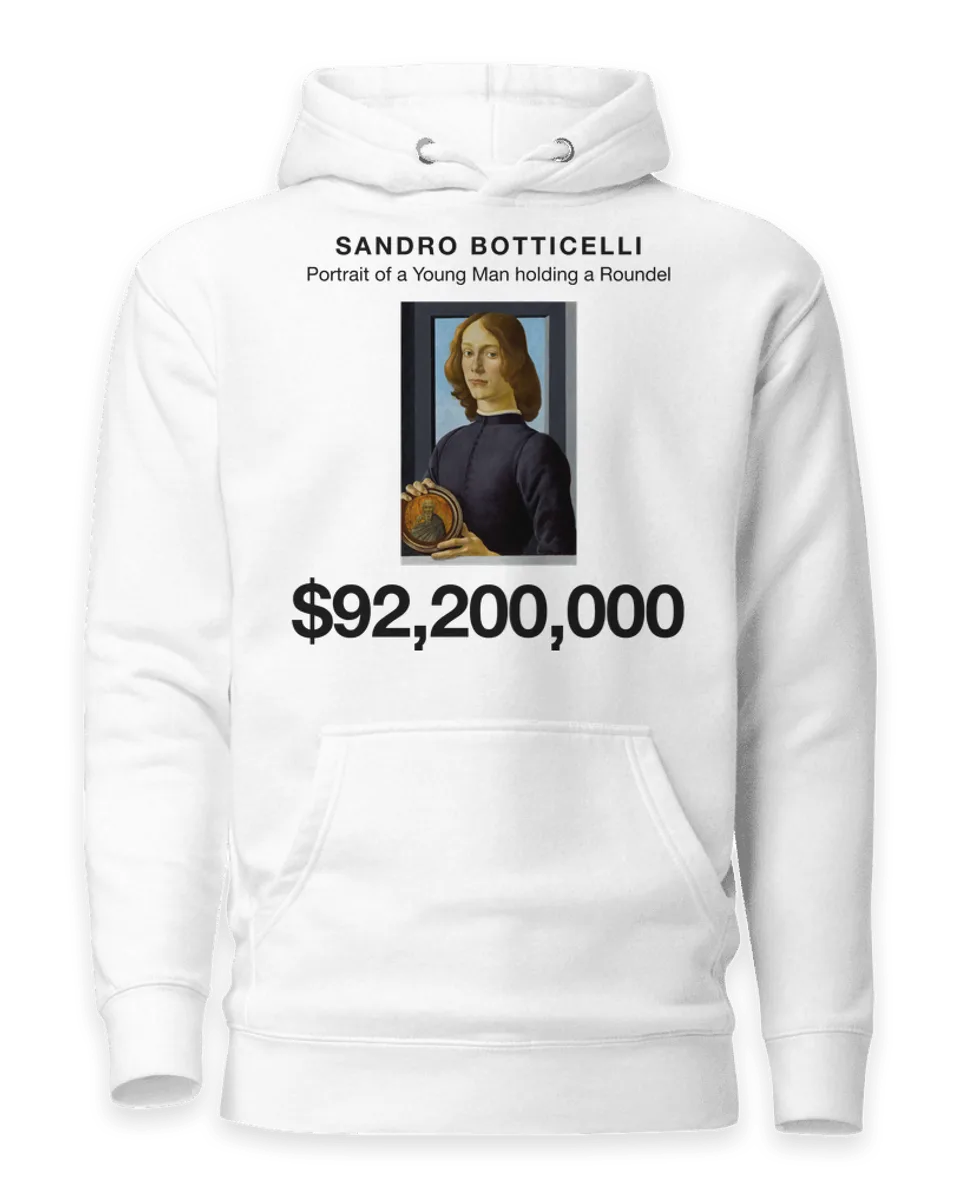 Hoodie: Portrait of a Young Man holding a Roundel by Sandro Botticelli