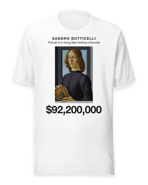Portrait of a Young Man holding a Roundel by Sandro Botticelli, on a white t-shirt