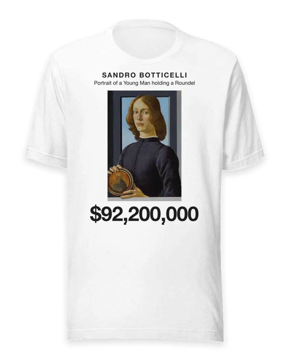 T-shirt: Portrait of a Young Man holding a Roundel by Sandro Botticelli