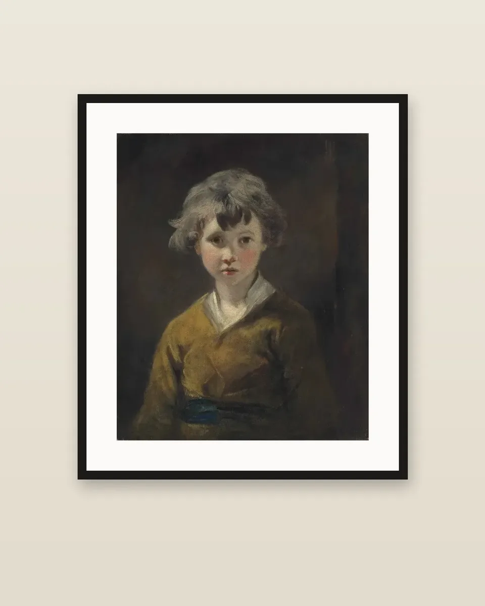 Edwin: study of a young boy, half-length by Sir Joshua Reynolds, framed