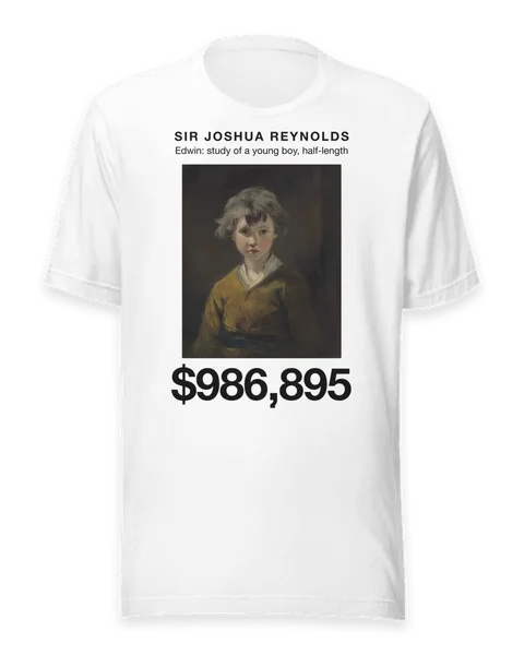 Edwin: study of a young boy, half-length by Sir Joshua Reynolds, on a white t-shirt