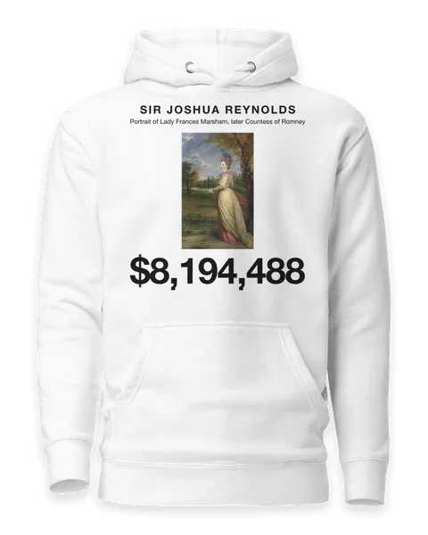Portrait of Lady Frances Marsham, later Countess of Romney by Sir Joshua Reynolds, on a white hoodie