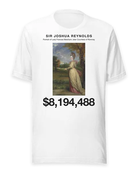 Portrait of Lady Frances Marsham, later Countess of Romney by Sir Joshua Reynolds, on a white t-shirt