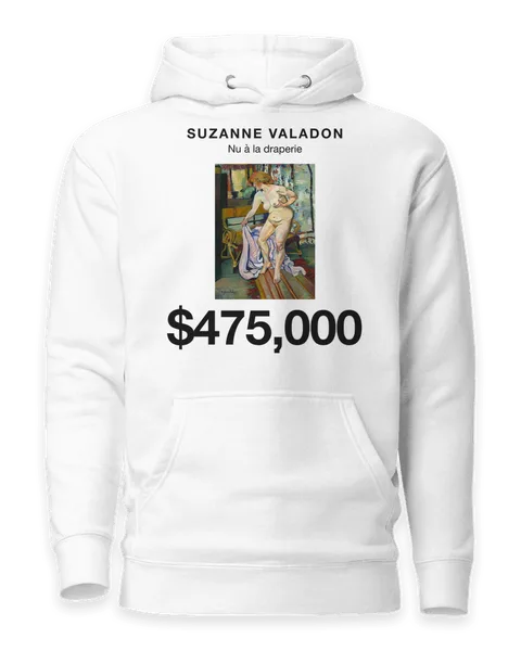 Nu à la draperie by Suzanne Valadon, on a white hoodie