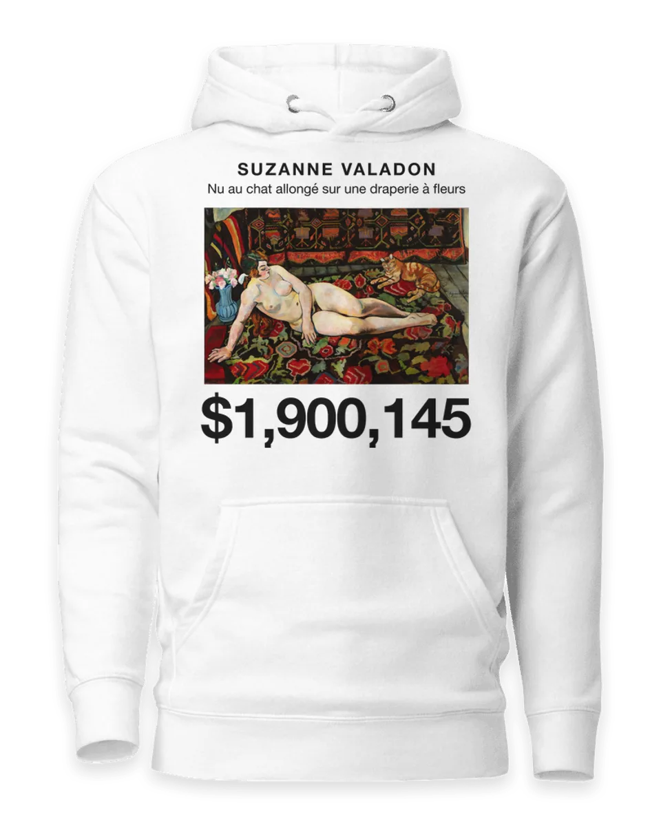 Hoodie: Nu au chat allongé sur une draperie à fleurs by Suzanne Valadon