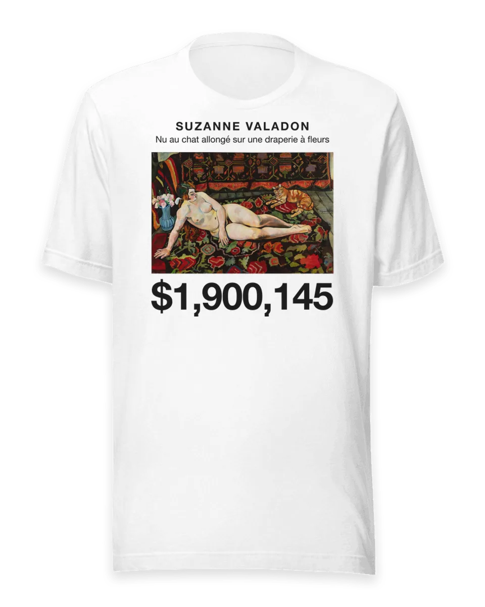 T-shirt: Nu au chat allongé sur une draperie à fleurs by Suzanne Valadon