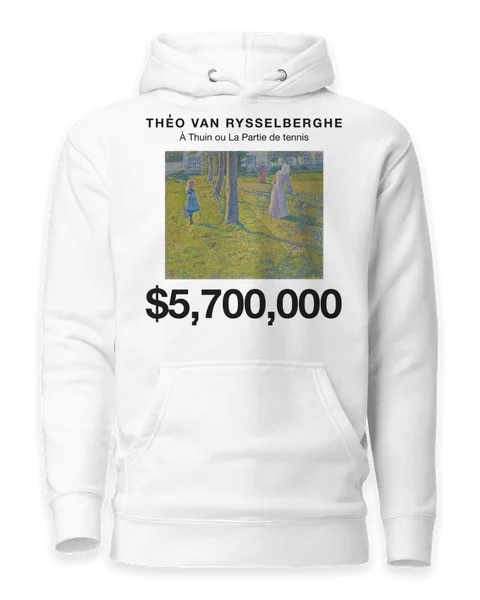 À Thuin ou La Partie de tennis by Théo van Rysselberghe, on a white hoodie