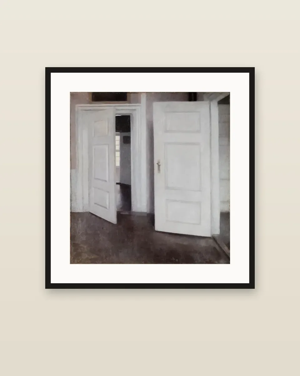 Hvide døre (White Doors) by Vilhelm Hammershøi, framed