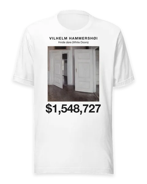 Hvide døre (White Doors) by Vilhelm Hammershøi, on a white t-shirt