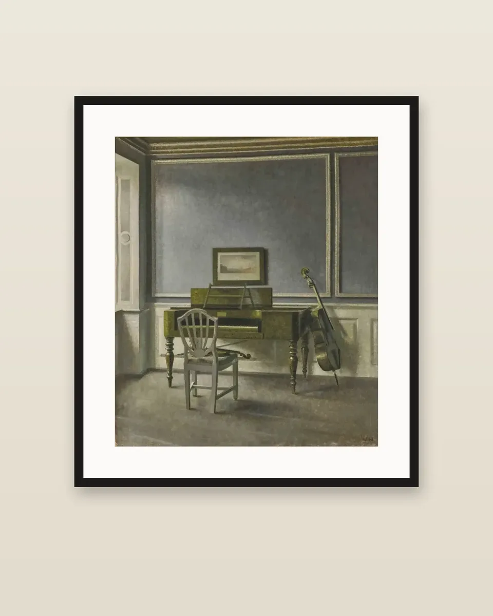 Interiør. Musikværelset, Strandgade 30 by Vilhelm Hammershøi, framed