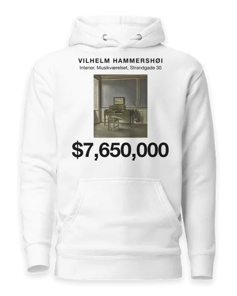 Interiør. Musikværelset, Strandgade 30 by Vilhelm Hammershøi, on a white hoodie