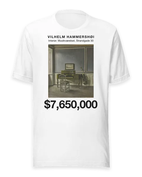 Interiør. Musikværelset, Strandgade 30 by Vilhelm Hammershøi, on a white t-shirt