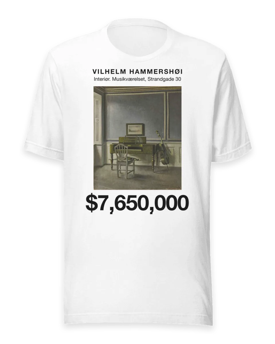 T-shirt: Interiør. Musikværelset, Strandgade 30 by Vilhelm Hammershøi