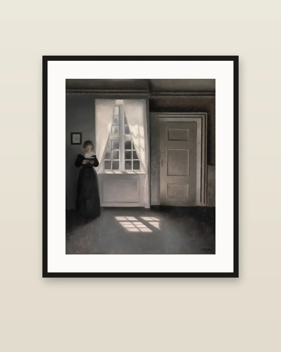 Interiør, Strandgade 30 (Bruun Rasmussen sale) by Vilhelm Hammershøi, framed