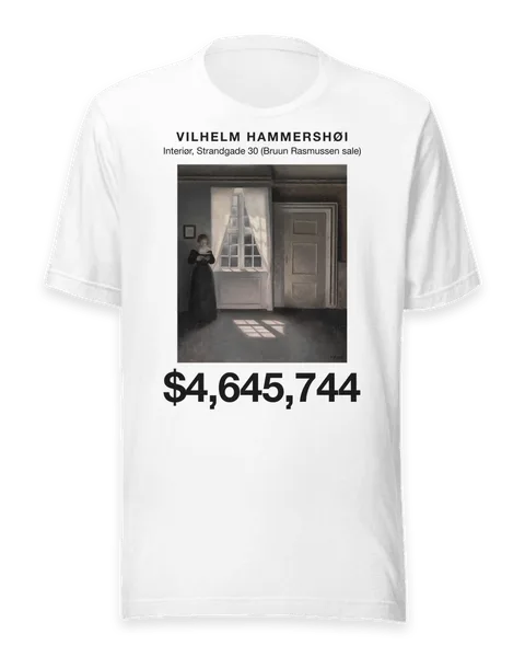 Interiør, Strandgade 30 (Bruun Rasmussen sale) by Vilhelm Hammershøi, on a white t-shirt