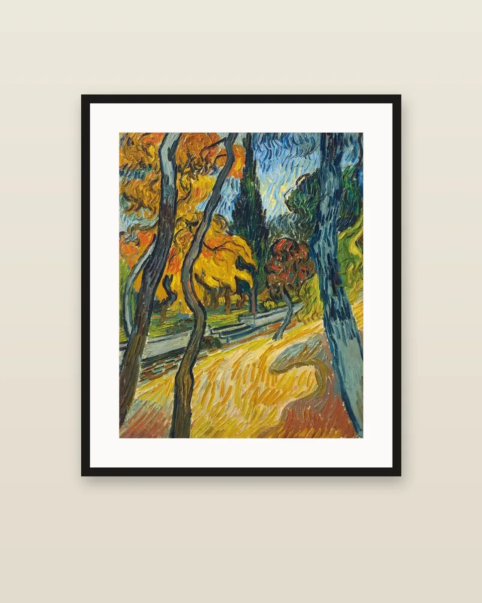Arbres dans le jardin de l'asile by Vincent van Gogh, framed