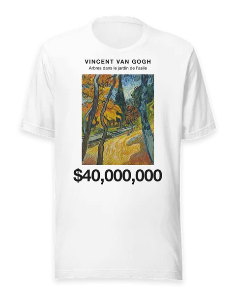 Arbres dans le jardin de l'asile by Vincent van Gogh, on a white t-shirt