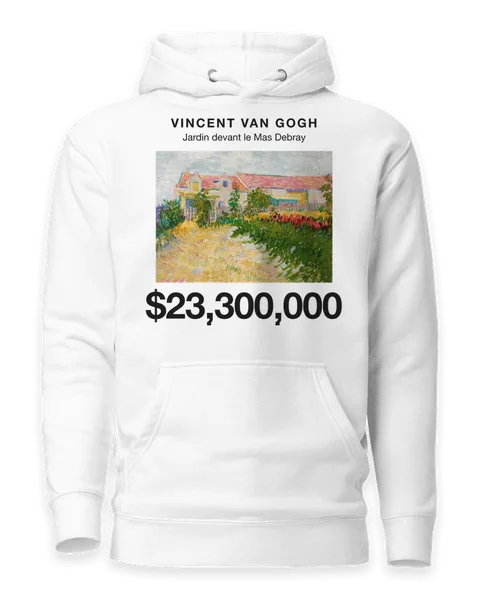 Jardin devant le Mas Debray by Vincent van Gogh, on a white hoodie