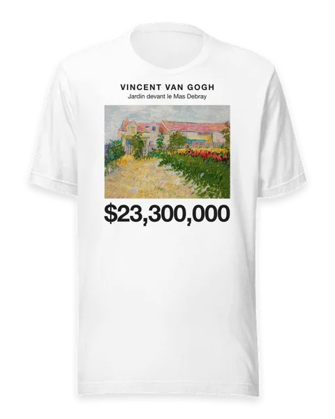 Jardin devant le Mas Debray by Vincent van Gogh, on a white t-shirt