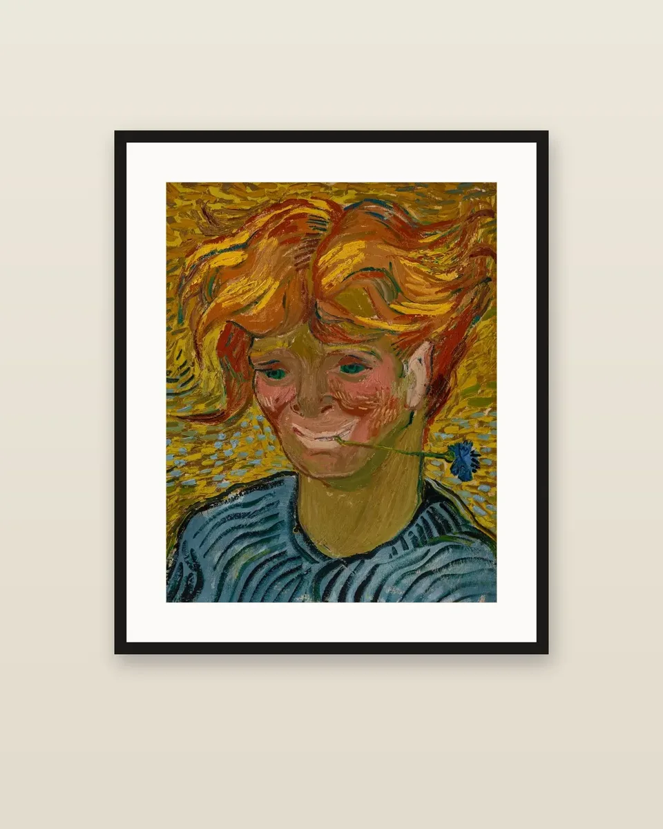 Jeune homme au bleuet by Vincent van Gogh, framed
