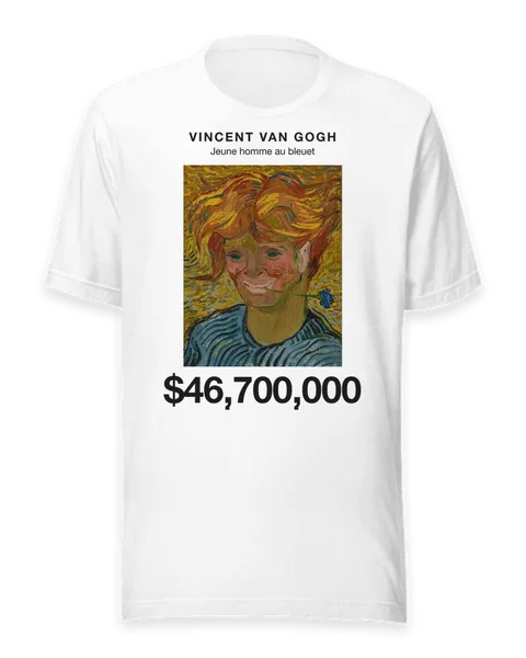 Jeune homme au bleuet by Vincent van Gogh, on a white t-shirt