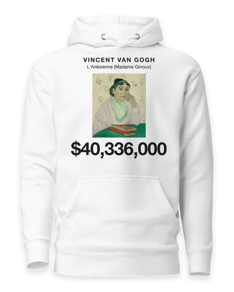 L'Arlésienne (Madame Ginoux) by Vincent van Gogh, on a white hoodie