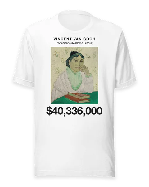 L'Arlésienne (Madame Ginoux) by Vincent van Gogh, on a white t-shirt