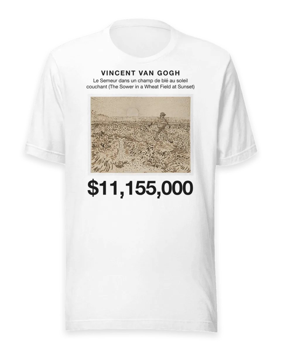 T-shirt: Le Semeur dans un champ de blé au soleil couchant (The Sower in a Wheat Field at Sunset) by Vincent van Gogh