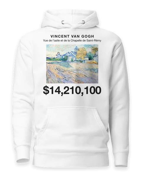 Vue de l’asile et de la Chapelle de Saint-Rémy by Vincent van Gogh, on a white hoodie