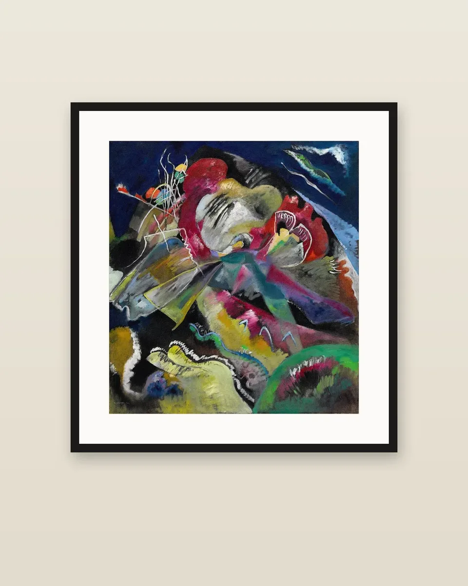 Bild mit weissen Linien by Wassily Kandinsky, framed