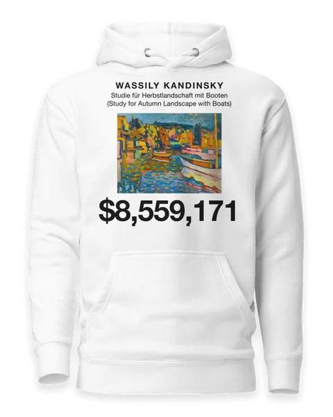 Studie für Herbstlandschaft mit Booten (Study for Autumn Landscape with Boats) by Wassily Kandinsky, on a white hoodie